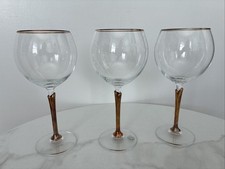 Set of 3 Gold Trimmed Stem &