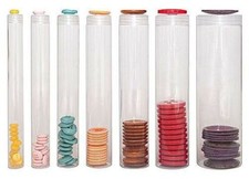Plastic Button Tube Tubes Storage Display - 20cm long - choice of sizes
