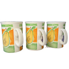 Vintage Rayware Mugs Fruit Design Set  x3