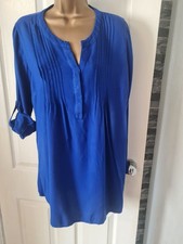 SERAPHINE MATERNITY ROYAL BLUE  SMOCKED BLOUSE TUNIC TOP SIZE  10
