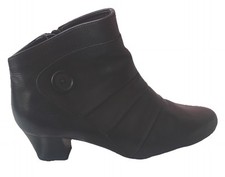 TLC BHS Leather Ankle Boots Wide Fit Zip Ladies Black UK3