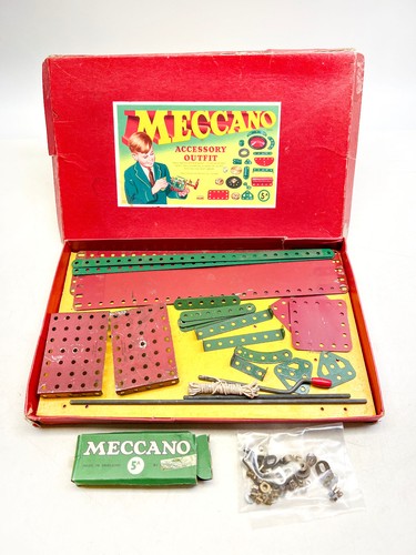 1950s meccano red green set - meccano,