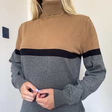 Men’s beige/grey Primark roll neck knit jumper - Size S #1287