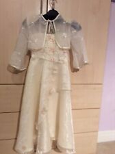 girls Bridesmaid Satin ivory embroidery Dress age 4 y.o.  height 110cm Worn Once