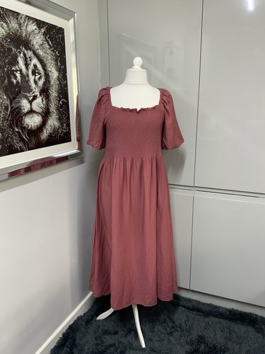 Papaya shirred midi - papaya, dress