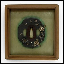 antique japanese tsuba MU Mei SHISHI