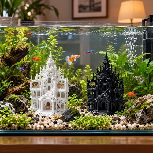 Printed aquarium castle - aquarium,