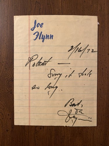 Joe flynn signed autographed - flynn,