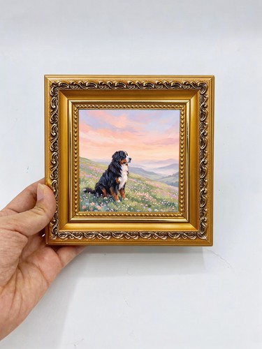 Bernese mountain dog - mountain, ,sunset