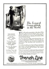 1924 French Line: Longest Gang Plank In the World Vintage Print Ad