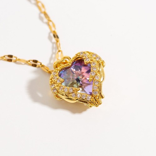 Crystal necklace gold - crystal,
