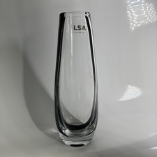 LSA International Handblown Glass Vase Clear & Black Pattern (Jazz)