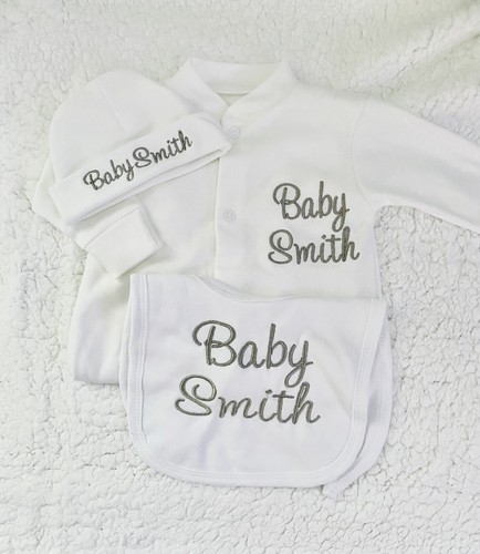 White personalised embroidered - white,