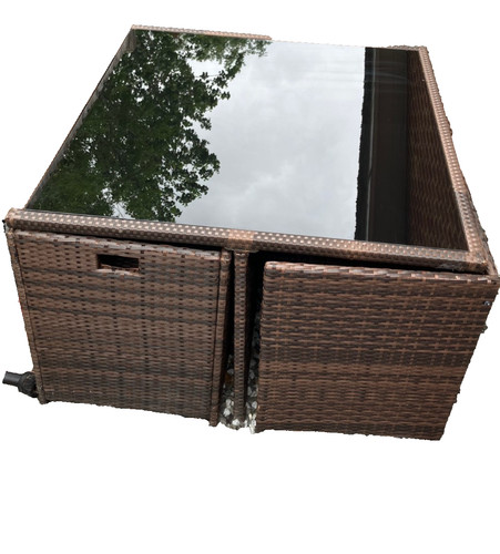 Brown rattan seater - rattan, 8