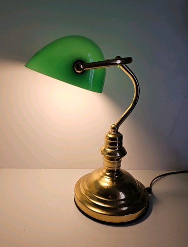 Vintage banker lamp green desk - green,