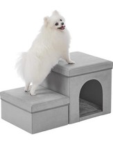 Dog Stairs with House, DREAMSOULE 3 in 1 Dog Steps Stairs Foldable Pet Ramp with