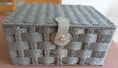 Empty grey wicker style hamper - grey,