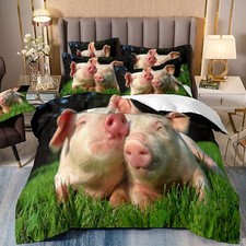 Good Parters Quilt Duvet Cover Single Size Pigs Bedding Set Decor/Customizable
