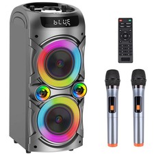 Karaoke Machine with 2 Wireless Microphones Portable PA System Big Bluetooth