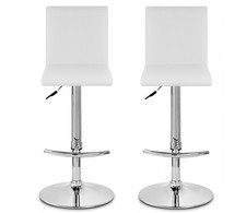 Auction Set Of 2 Deluxe High Back White Chrome Breakfast Barstool (Dan/16)(1)