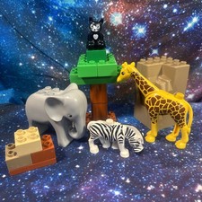 LEGO Duplo Safari Zoo Bundle Set Elephant Zebra Giraffe Cat Tree Figures