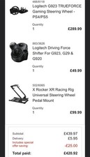 Logitech G923 Steering Wheel, Pedals, driving force shifter and Xrocker rig 