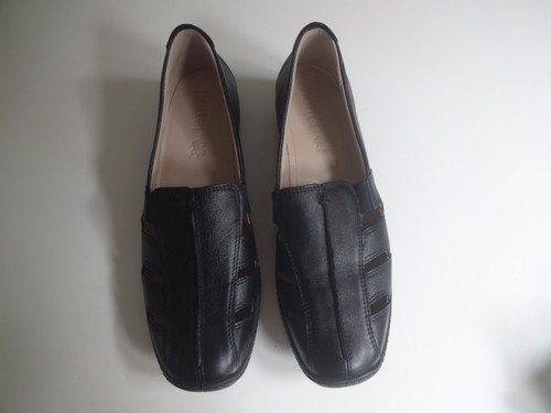 Hotter black leather flat - leather,