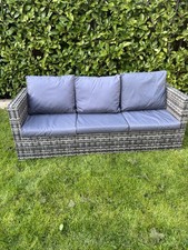 New Grey Rattan 3 Seater Sofa