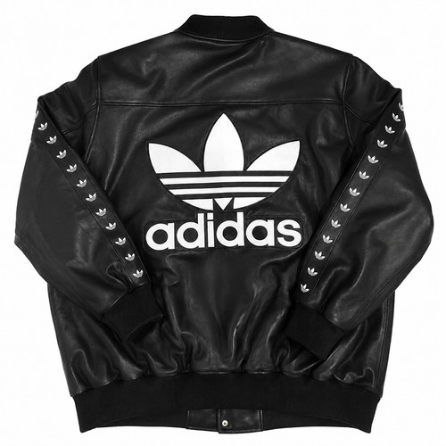 Adidas black leather varsity - leather,