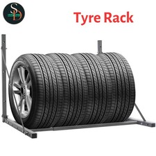 Modern Tyre Rack Storage Shelf Wheel Stand Silver Galvanised Steel vidaXL