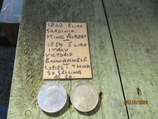 1859  Vittorio Emmanuele II - 5 Lira ITALY & 1842 King Albert Sardinia 5 Lira