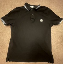 Stone Island Polo Mens Black Cotton Collared Pullover Short Sleeve T Shirt Top L