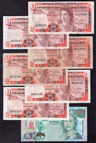 Gibraltar 7 banknotes - (ni), gibraltar.