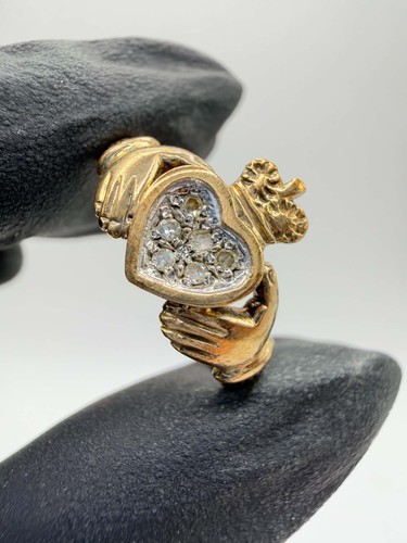 9ct diamond vintage claddagh - vintage,