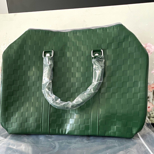 Green checked synthetic duffle - green,