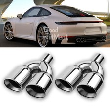 2X Dual Exhaust Pipe Tips 2.5" Inlet 3.5" Out 9.5" Double Wall For Porsche 911