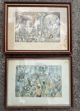 Vintage Anton Pieck Prints 1970/80s x 2 village Themed Framed 