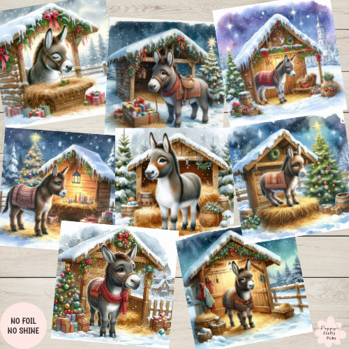Christmas donkey card - donkey,