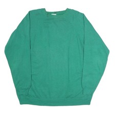 HANES SPORT Mens Green Crew Neck 2XL Cotton Blend Sweatshirt Casual Pullover