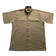 Rohan Rendezvous SS Shirt Mens Medium Beige Check Quick Dry Outdoor Hiking