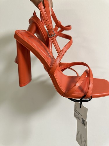 Strappy orange heels zara - heels,