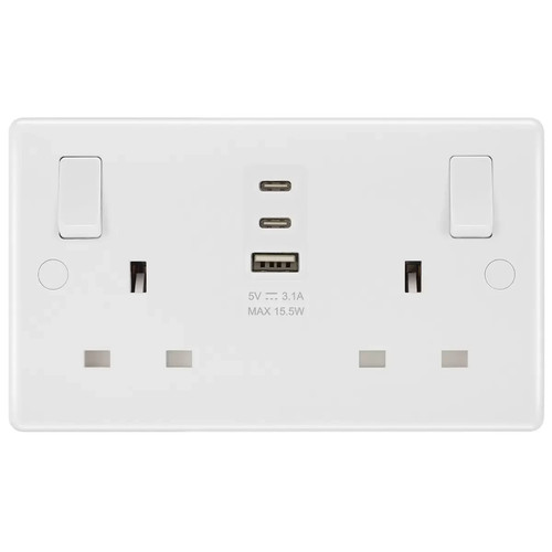 Double 13a switched socket - double,