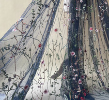 Floral Corded Lace Fabric 58" Embroidery Bridal Dress Lace Fabric 0.5Y 4 Colours