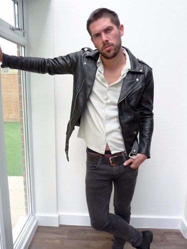 Mens black leather jacket slim - mens,