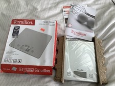 Terraillon Kitchen Scales T1040 Silver Glass Platform Ultra Slim New