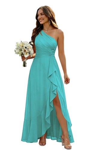 One shoulder ruched - hi-lo,
