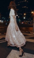 Zara Midi Sequin Skirt Chalk