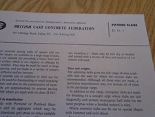 CAST CONCRETE 1950S  PAVING SLABS   DESIGN DATA SHEET  ARCHITECTURE  21/28CM