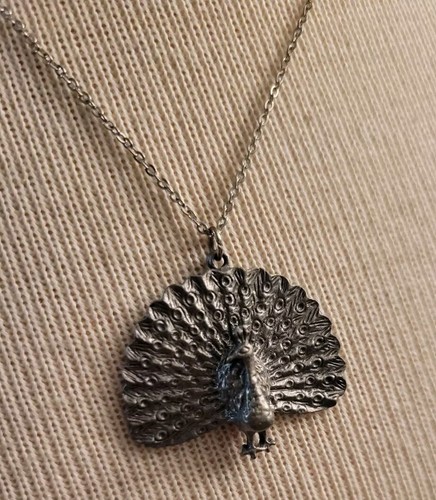 Pewter peacock pendant - j,