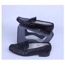 Womens Vintage Barker England Size 5 UK Black Leather Faux Snake Skin Shoes